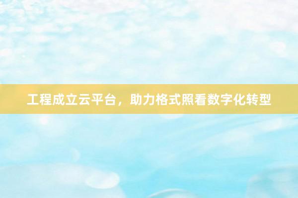 工程成立云平台，助力格式照看数字化转型